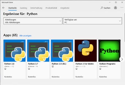 Python Download aus dem Windows Store