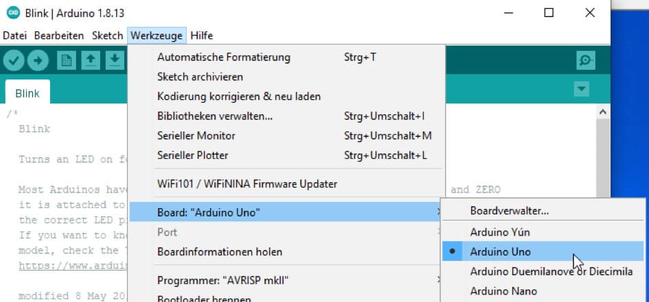 Einstellung der Hardware