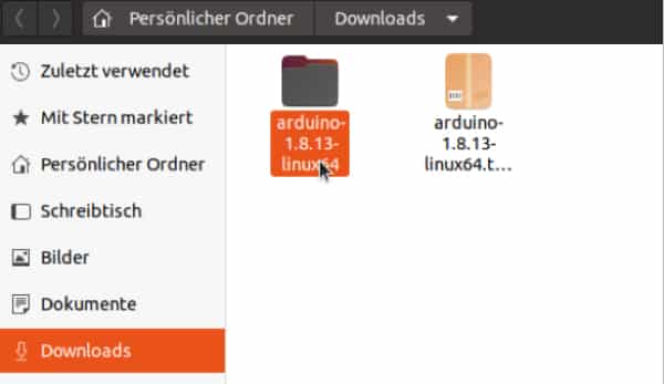 Der entpackte Ordner – Arduino Installation