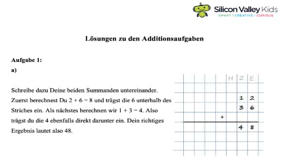 Lösungen – Schriftliches Addieren