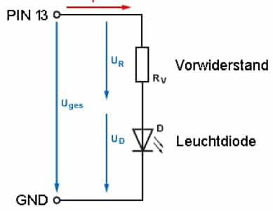 Arduino mit mBlock - Schaltung mit Vorwiderstand