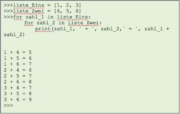 For Schleife in Python: Ergebnis der Rechnung