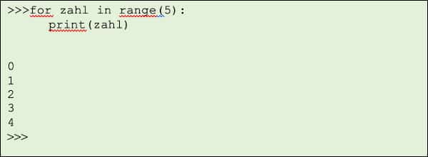 Python For Schleife: print(zahl)