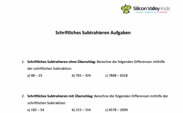 Subtraktionsaufgaben
