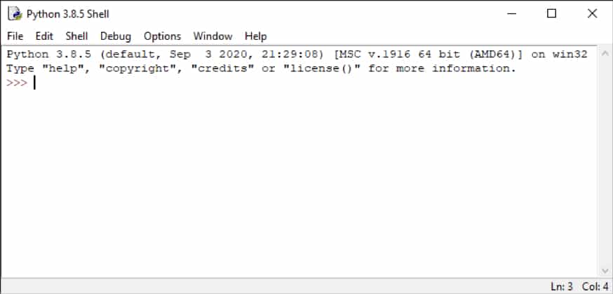 Das interaktive Shell Fenster - Python IDLE