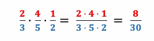Multiplizieren von Brüchen mit drei Faktoren