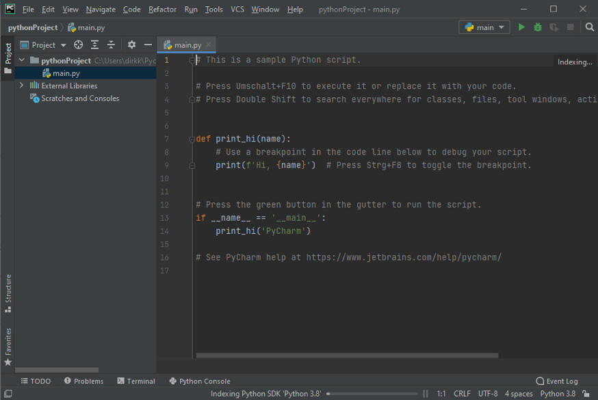 PyCharm Beispielprojekt
