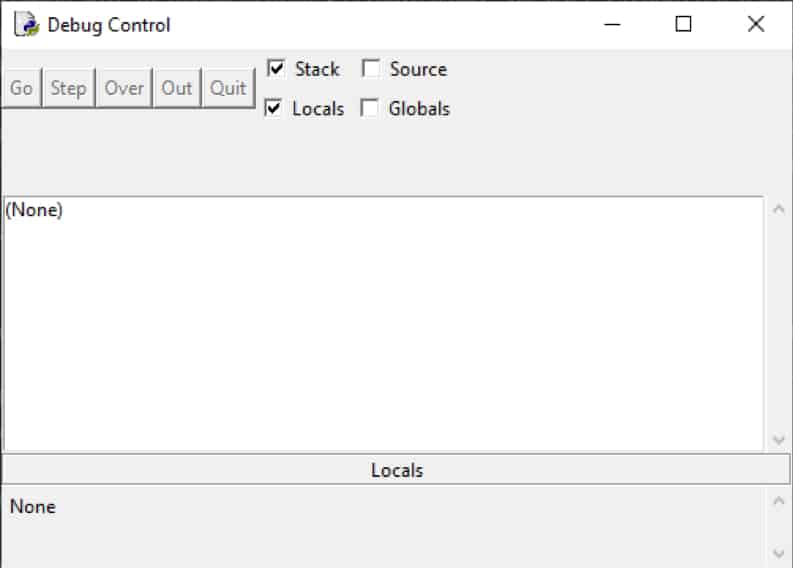 Python IDLE: Der Debug Control