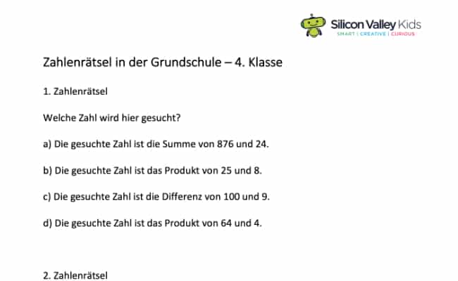 Knobelspaß Klassenstufe 4