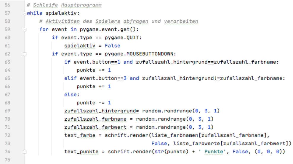 Pygame Hauptschleife
