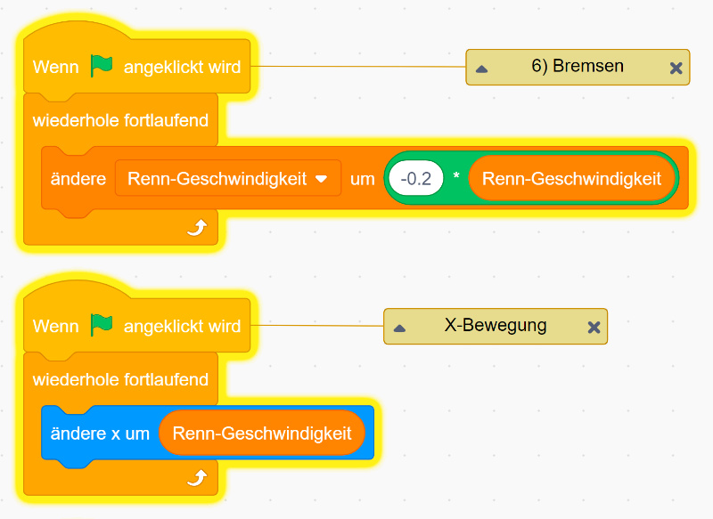 Scratch jump and Run – Das Bremsen