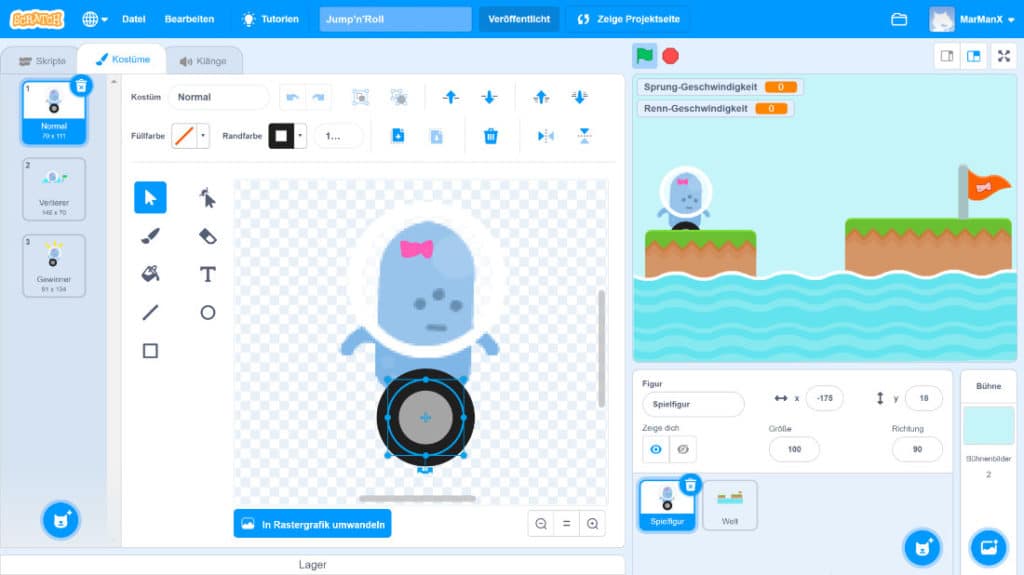 Scratch Jump and Run – Der Kostüm Editor