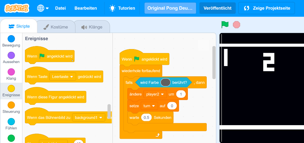Scratch Projekte: Pong