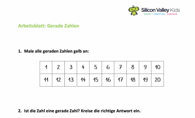 Aufgaben: Gerade Zahl