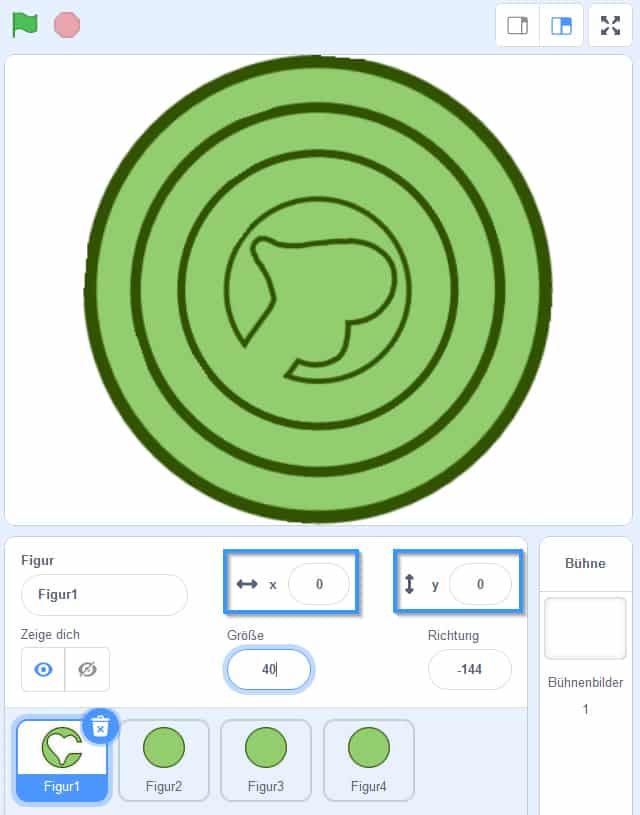 Einstellung der Kreise für das Scratch Labyrinth