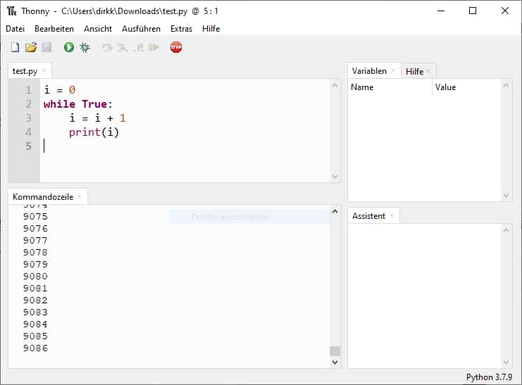 Endlosschleife: Python while-Schleife