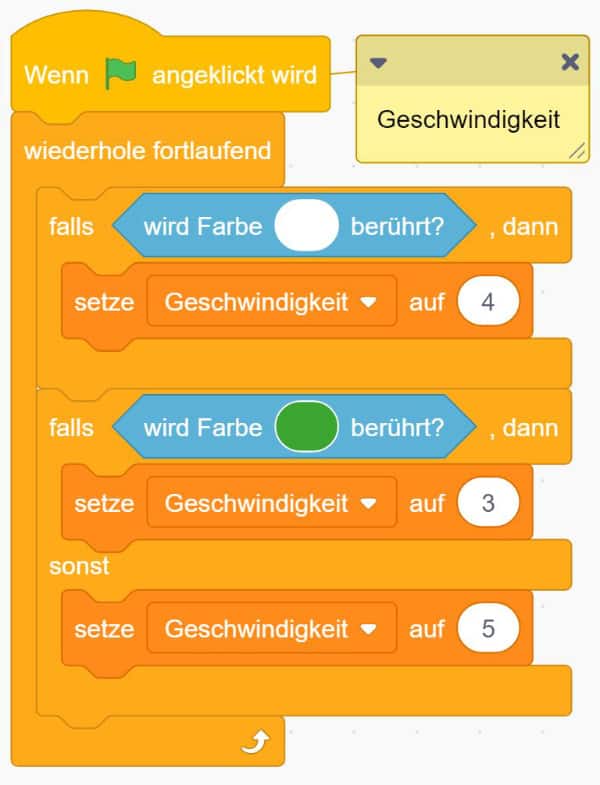 Die Geschwindigkeit einstellen – Scratch Autorennen