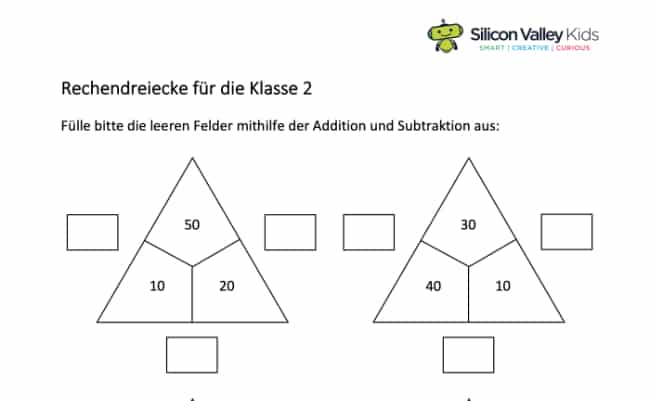 Rechendreiecke lösen: Klasse 2