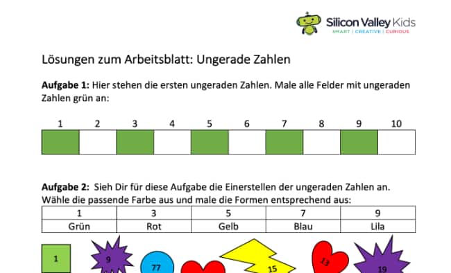 Lösungen: Ungerade Zahlen