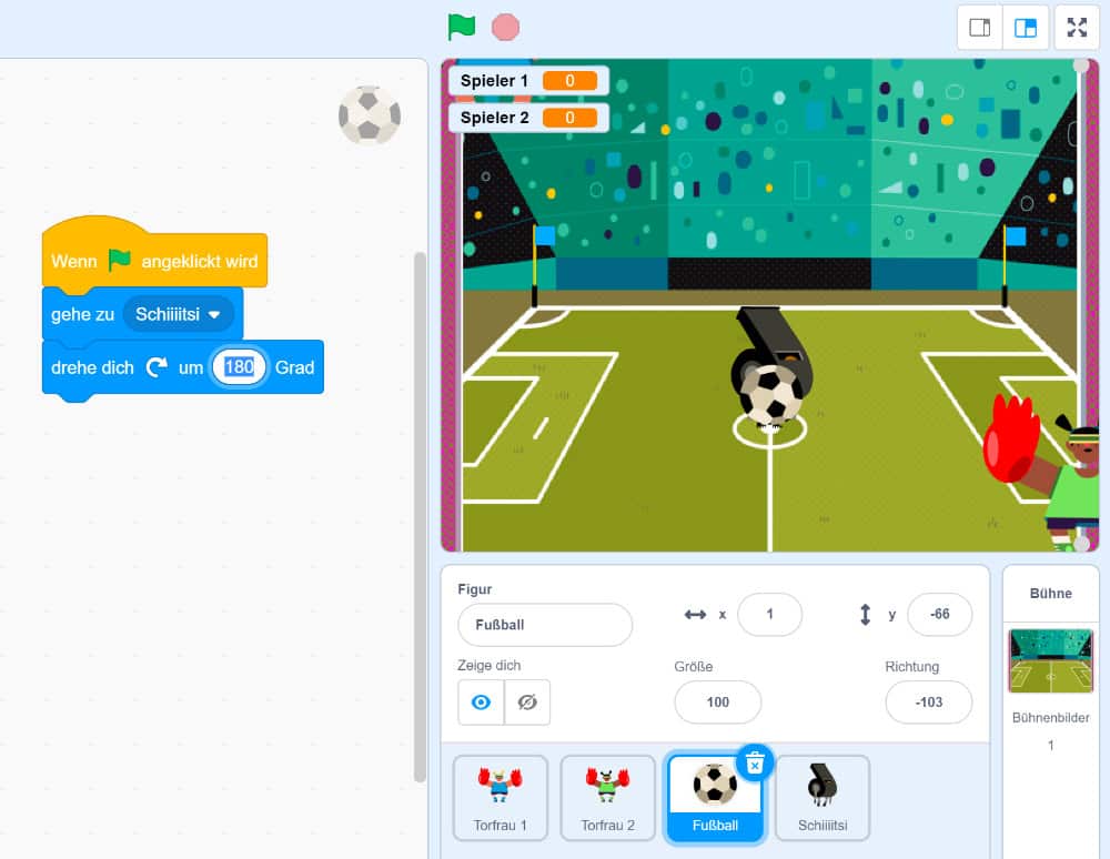Ping Pong in Scratch – Den Ball ausrichten