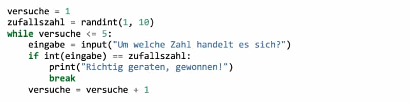 Python while-Schleife: Einrückungen