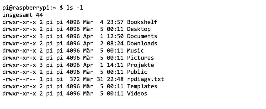 Auflistung von Dateiinformationen