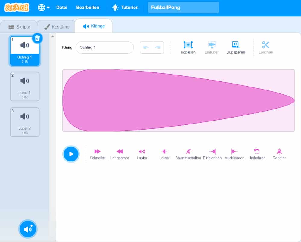 Scratch Ping Pong – Sound Effekte hinzufügen