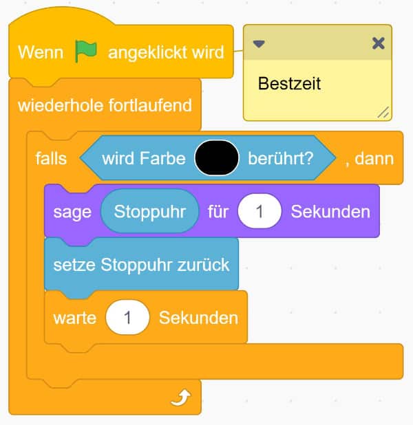 Die Stoppuhr für das Autorennen in Scratch entwerfen