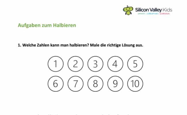 Halbieren: Aufgaben