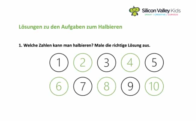 Halbieren: Lösungen