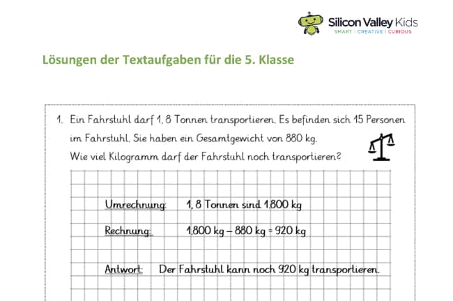 Klassenstufe 5: Lösungen der Aufgaben