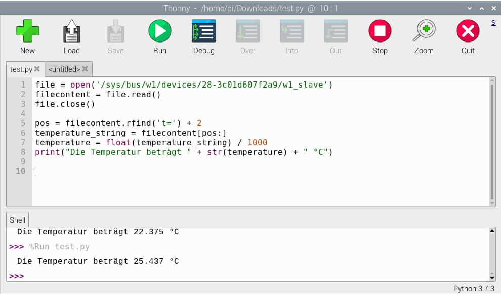 Raspberry Pi Temperatursensor – Die Ausführung