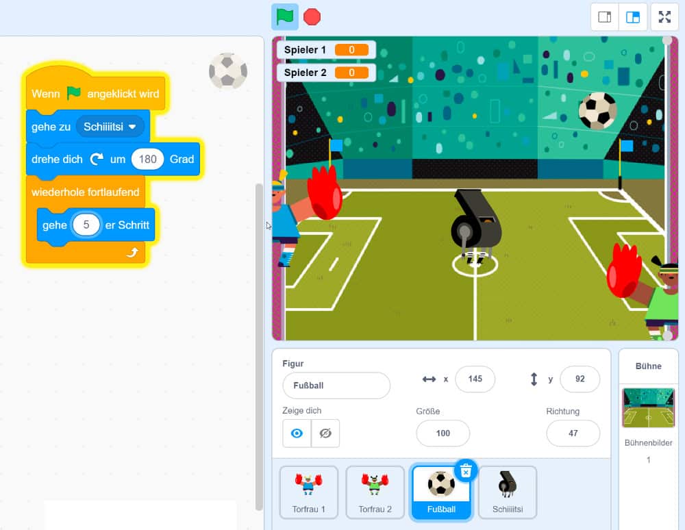 Geschwindigkeit einstellen – Scratch Ping Pong