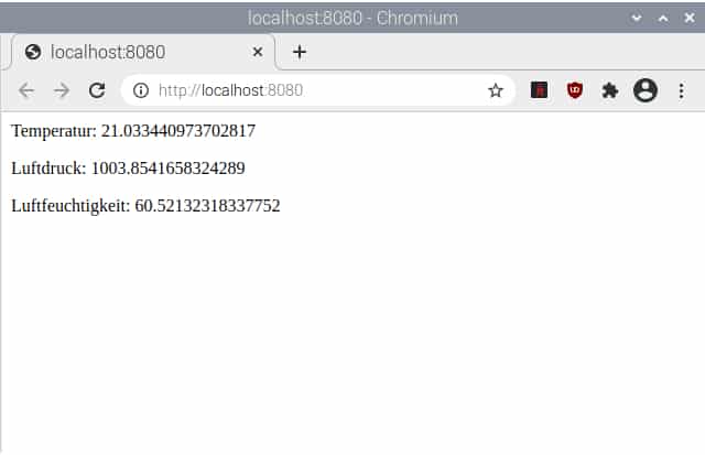 Die Messdaten im Browser