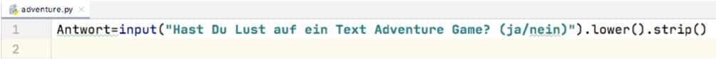 Python Text Adventure: Antworten