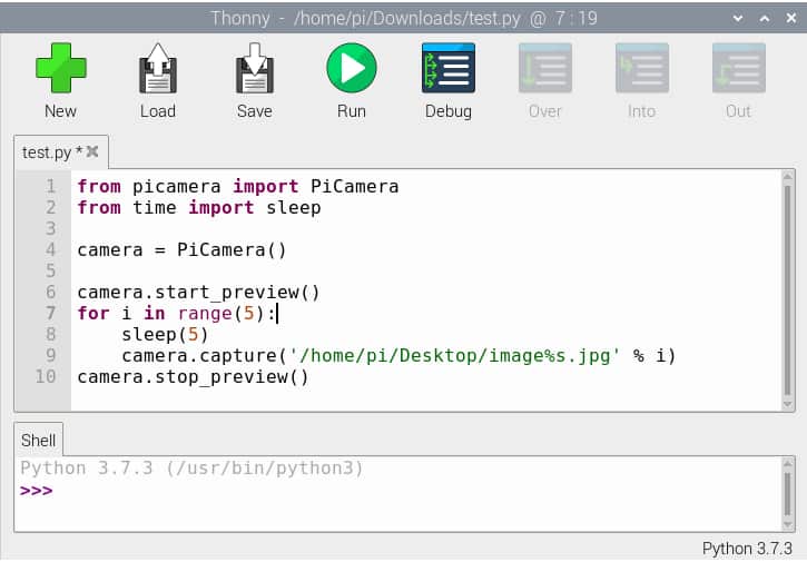 Der Code in der IDE Thonny