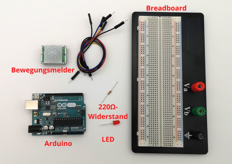 Arduino Bewegungsmelder: Alle Bauteile