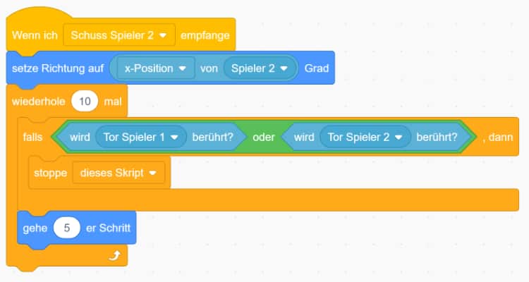 Scratch Fußballspiel – Den Torschuss des gegnerischen Spielers festlegen