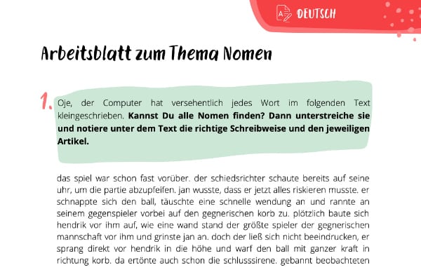 Arbeitsblatt Nomen