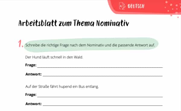 Arbeitsblatt zum Nominativ