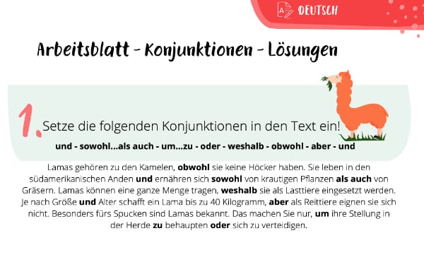 Konjunktionen Arbeitsblatt Lösung