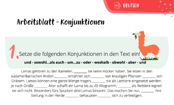 Konjunktionen Arbeitsblatt