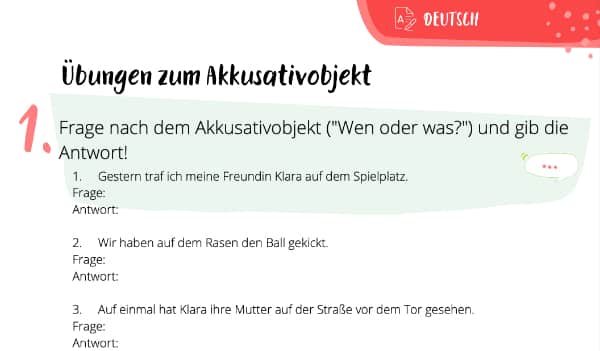 Akkusativobjekt Übungen