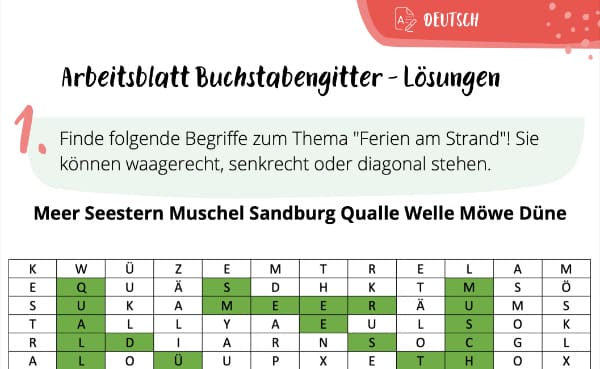 Lösungen Buchstabengitter