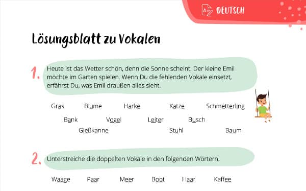 Lösungsblatt Selbstlaute