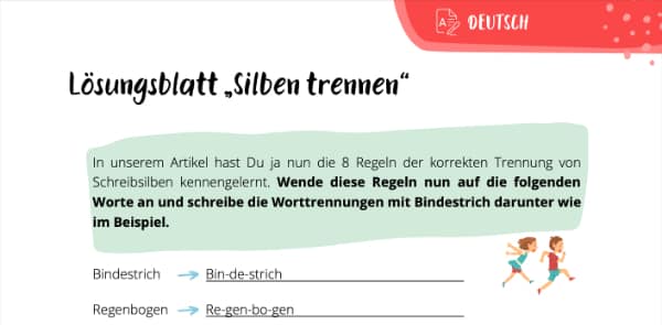 Silben trennen Lösungsblatt