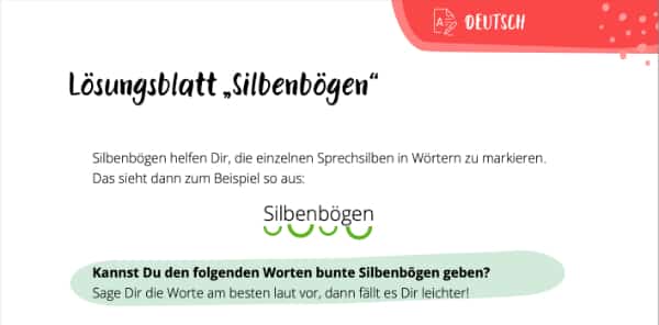 Silbenbögen Lösungsblatt