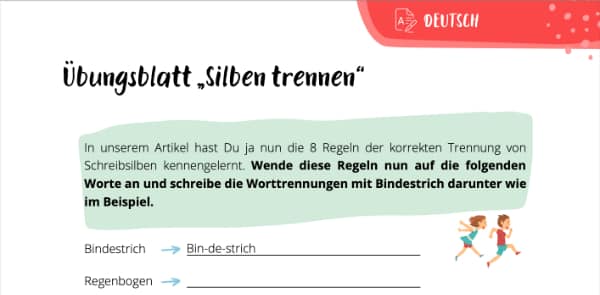 Silbentrennung Übungsblatt
