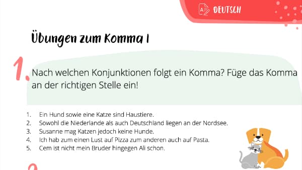 Übungen Kommasetzung (Teil 1)