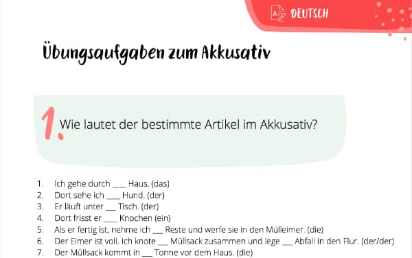 Übungen zum Akkusativ